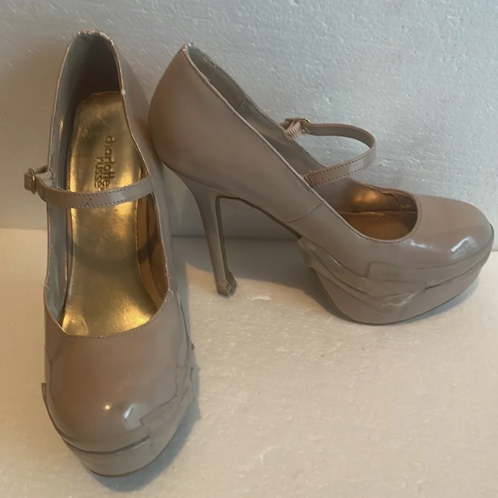 Charlotte Russe shifty platform ultra high heels nude formal women’s size 8